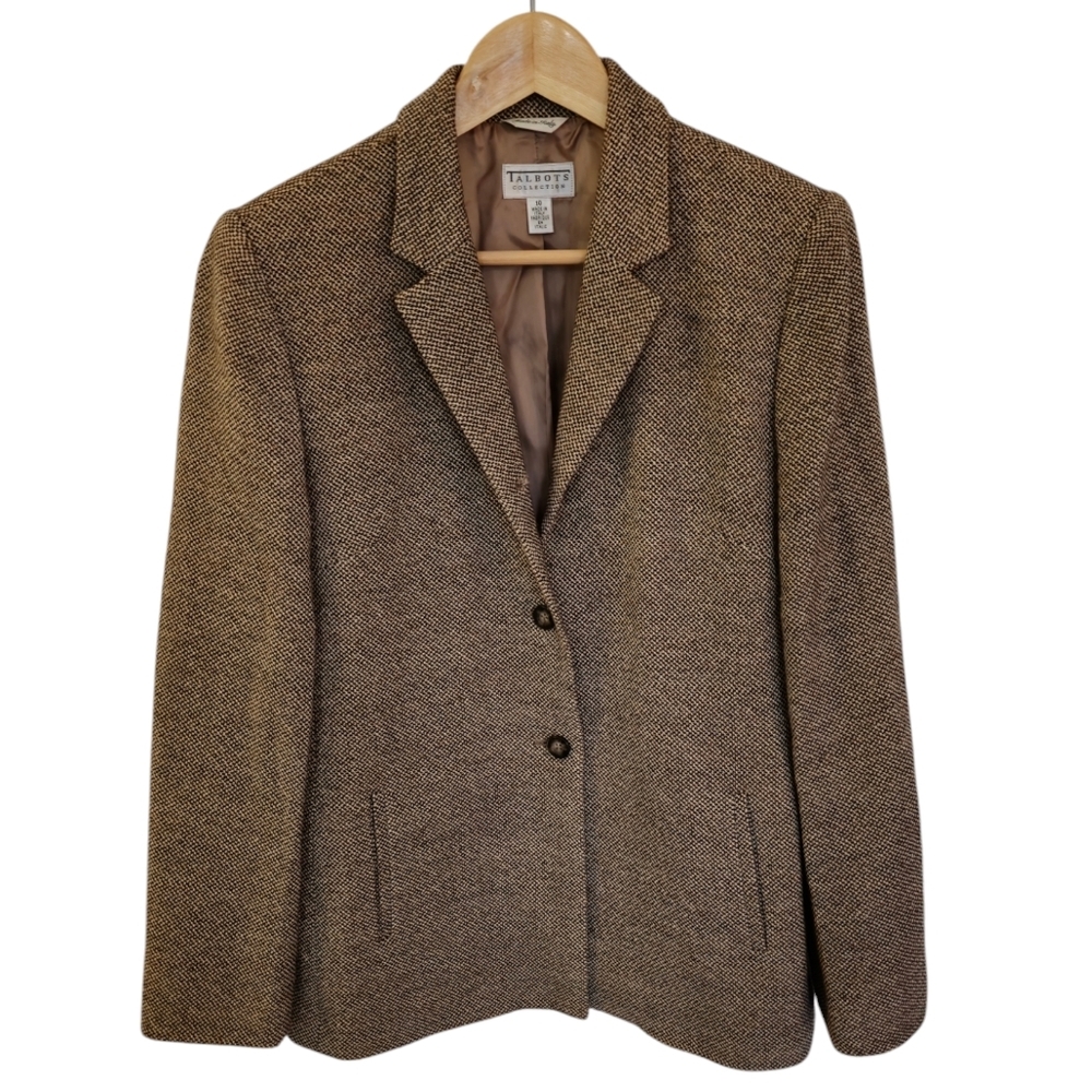 Talbots Collection Made in Italy Blazer Jacket 100% Wool Tan Size 10